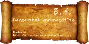 Bergenthal Annunciáta névjegykártya